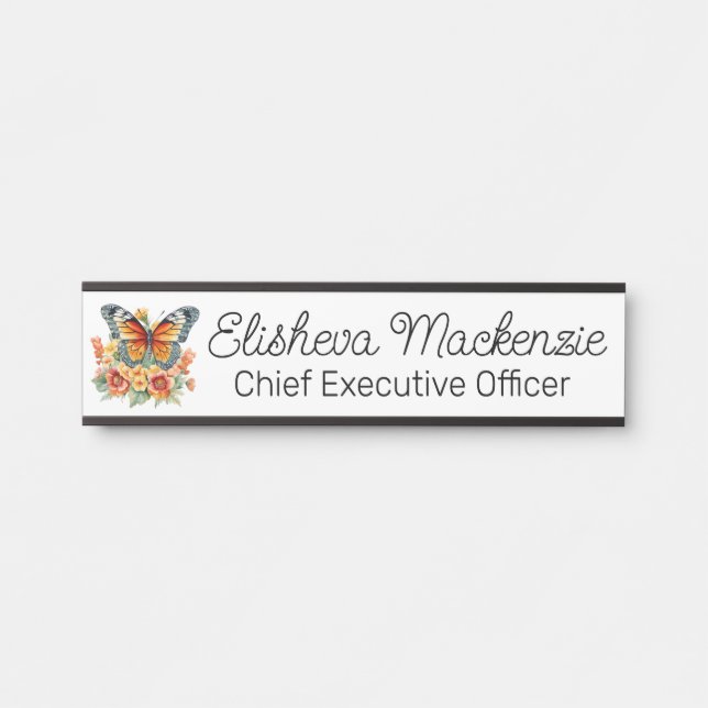 Butterfly Garden Orange und White Office Türschild (Vorderseite )