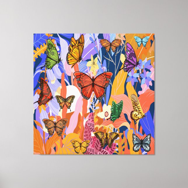 Butterfly Garden Stretched Canvas Print Leinwanddruck (Vorderseite)