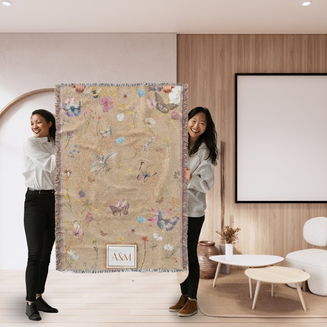 Butterfly Garden Vintag Throw Blanket Decke (Von Creator hochgeladen)
