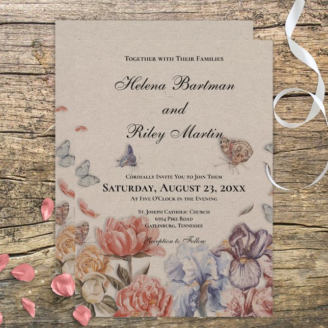 Butterfly Garden Vintage Wedding Einladung (Von Creator hochgeladen)