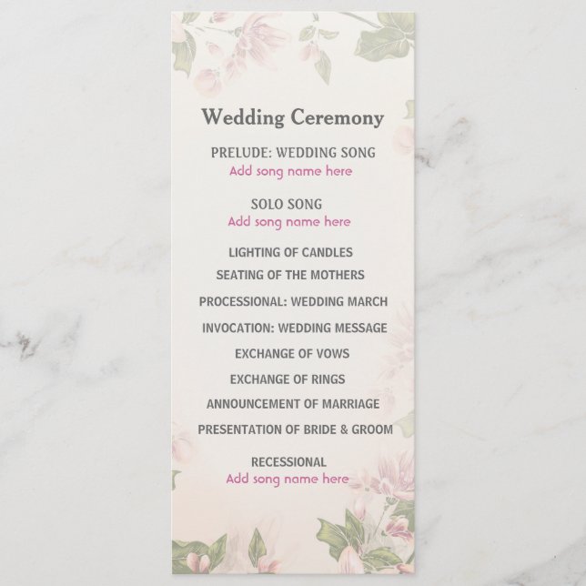 Butterfly Garden Wedding Program Programm (Vorderseite)