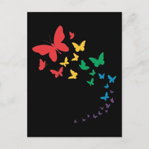 Butterfly-Gay Pride-Longbug farbige Flagge Postkarte