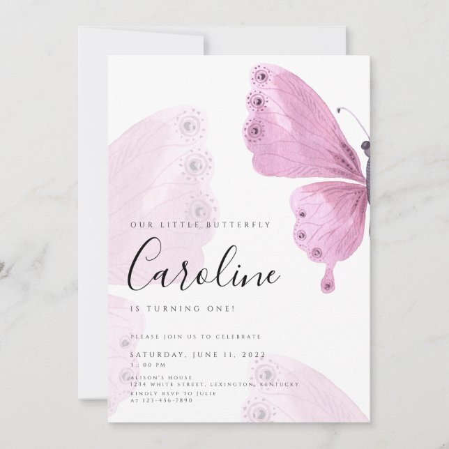 Butterfly-Geburtstag Einladung (Vorderseite)