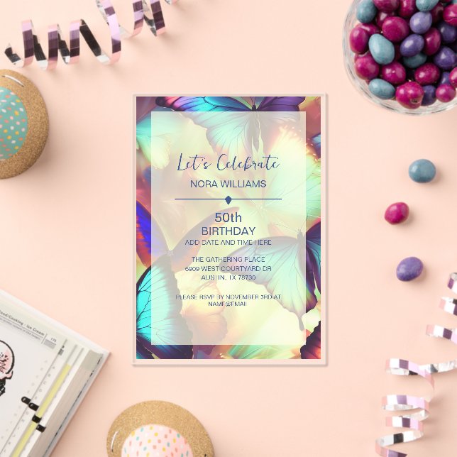 Butterfly Geburtstag Einladung Acrylic (Insitu (Feier))