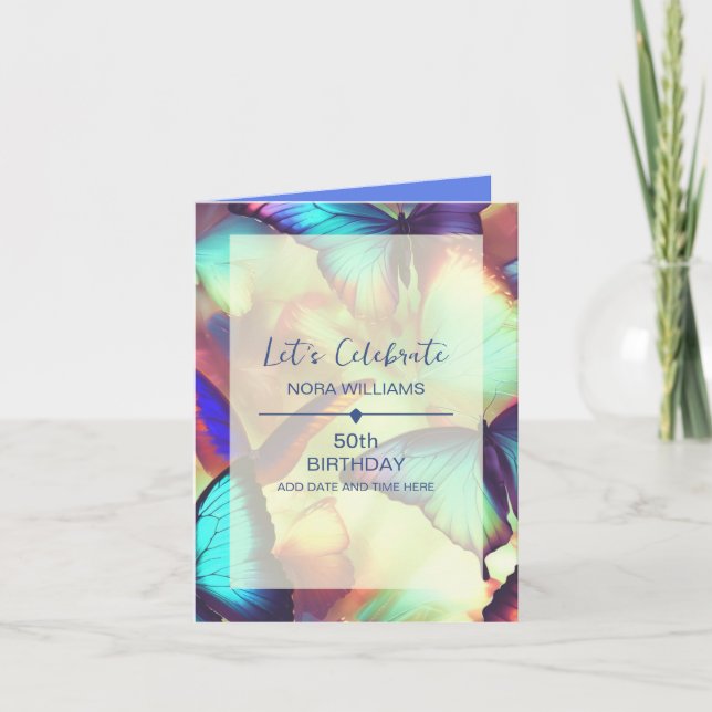 Butterfly Geburtstag Foto geflochtene Einladung hi (Vorderseite)