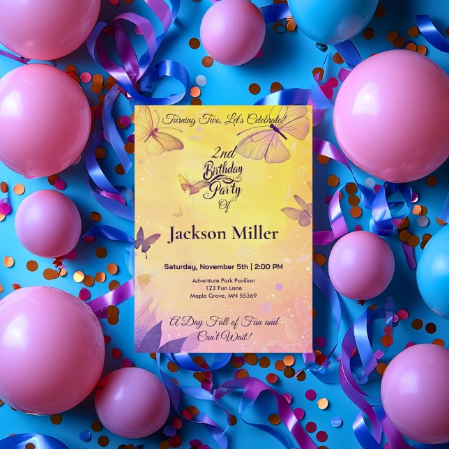 Butterfly Geburtstag mit Adortable Tiger Einladung (Von Creator hochgeladen)
