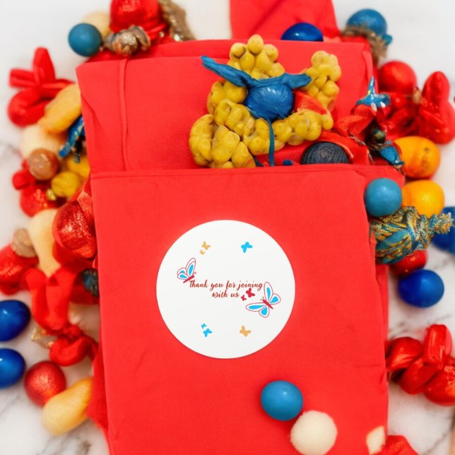 Butterfly Geburtstagsaufkleber Runder Aufkleber (Butterflies event party theme sticker,birthday party sticker,gift pack,envelope,return gift sticker)