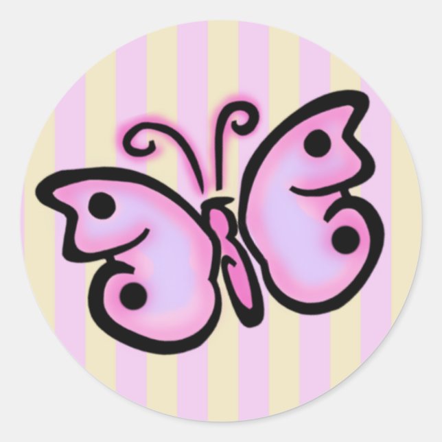 Butterfly Geburtstagsaufkleber Runder Aufkleber (Vorderseite)