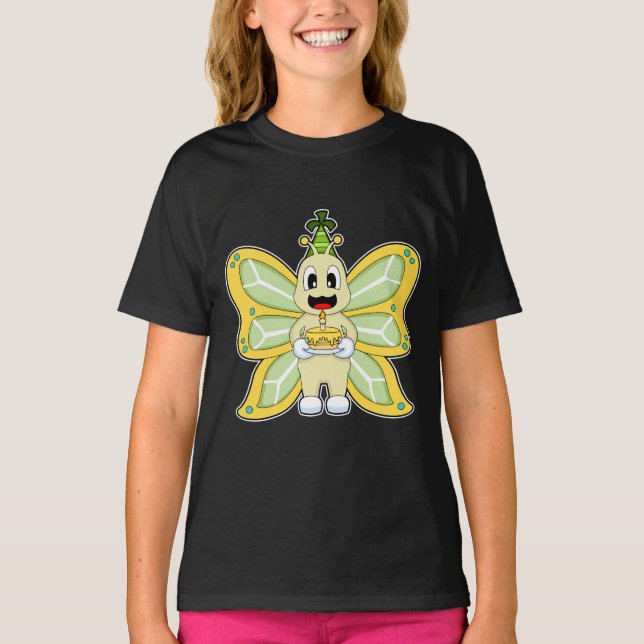 Butterfly Geburtstagskuchen T-Shirt (Vorderseite)