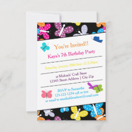 Butterfly Geburtstagsparty - 3x5 Einladung