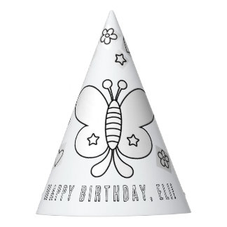 Butterfly Geburtstagsparty - Farbe für Ihr eigenes Partyhütchen