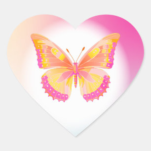 Butterfly Geburtstagsparty Kinder farbenfroh Herz-Aufkleber