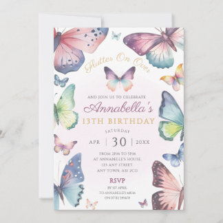 Butterfly Geburtstagsparty lädt Pastel Butterflieg Einladung