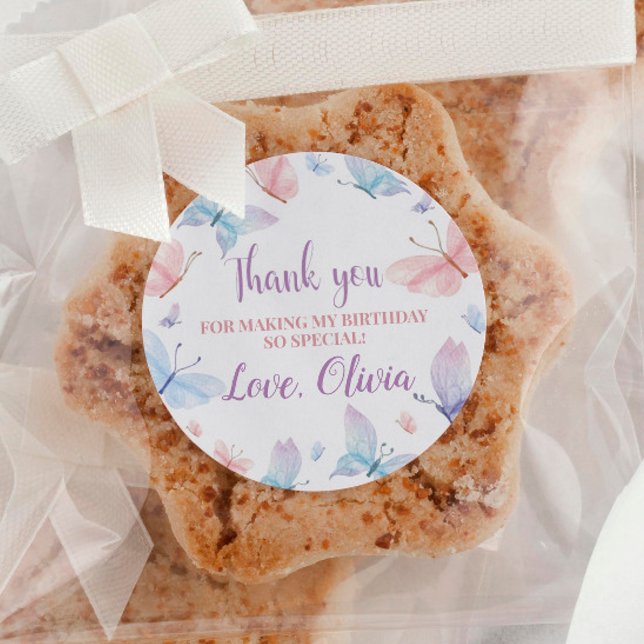 Butterfly Geburtstagsschilder Runder Aufkleber (Von Creator hochgeladen)