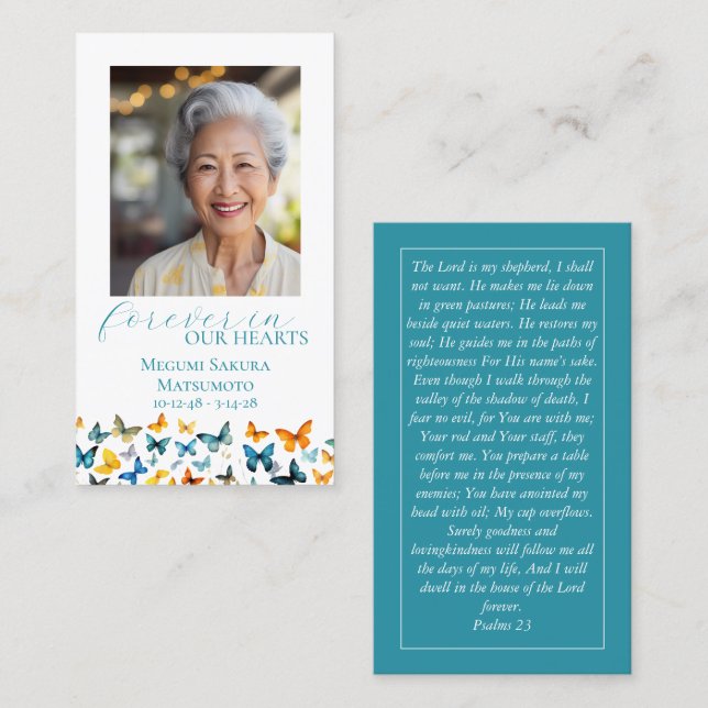 Butterfly-Gedenkkarte - Aquamarin zurück Visitenkarte (Vorne/Hinten)