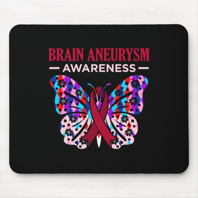 Butterfly Gehirn Aneurysm Awareness Monatsunterstü Mousepad (Vorne)