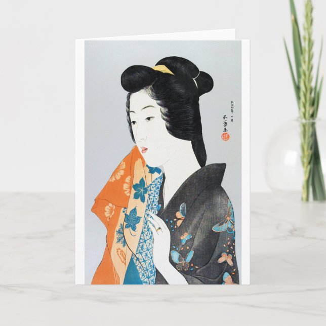 Butterfly-gemustert Kimono, Goyō Hashiguchi Karte (Vorderseite)