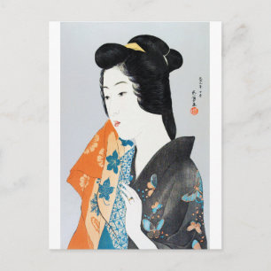 Butterfly-gemustert Kimono, Goyō Hashiguchi Postkarte