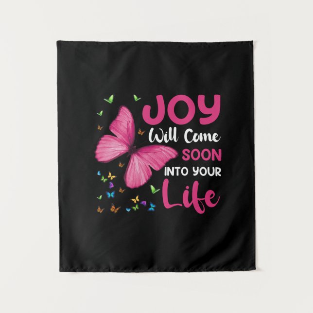 Butterfly-Geschenk | Joy wird bald kommen Wandteppich (Vorderseite)