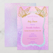 Butterfly Girl Baby Dusche Gold Glitzer Pink