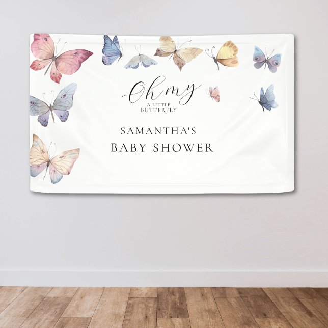 Butterfly Girl Baby Shower Watercolor Banner (Butterfly Girl Baby Shower Watercolor Banner)