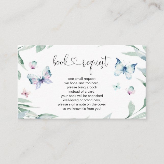 Butterfly Girl Babydusche Anfrage Begleitkarte (Vorderseite)