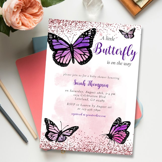 Butterfly Girl Babydusche Einladung (Von Creator hochgeladen)
