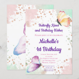 Butterfly Girl Einladung zum 1. Geburtstag