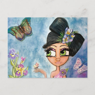 Butterfly Girl Postcard Postkarte