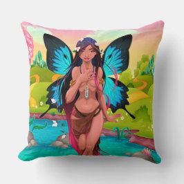 Butterfly Girl Throw Kissen
