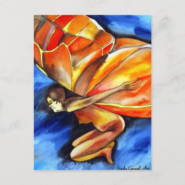 Butterfly Girl über das Original Fantasy Art Postkarte (Vorderseite)