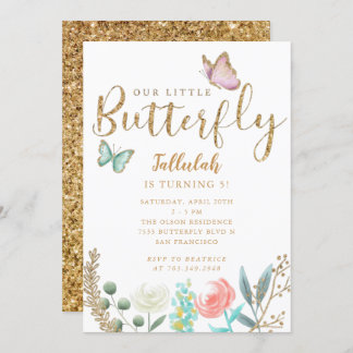 Butterfly Girls Geburtstagsparty Einladung