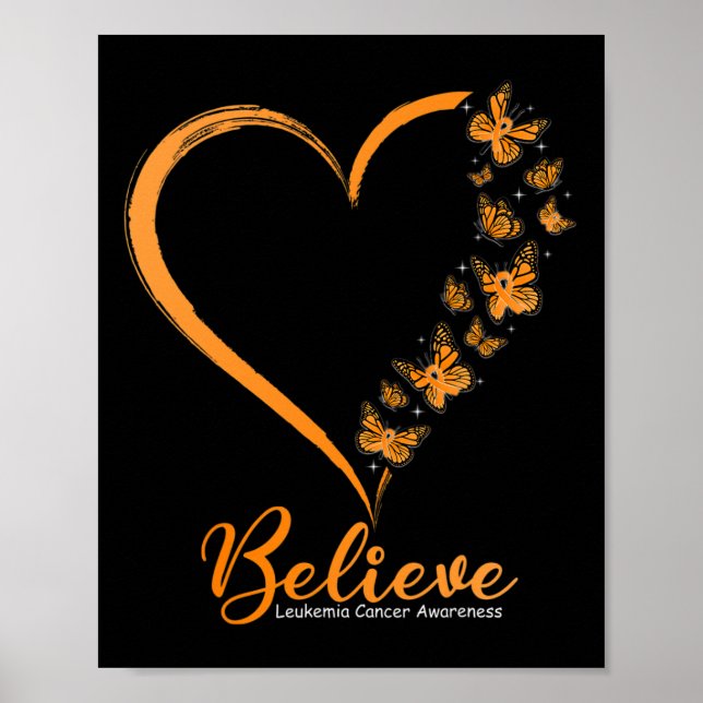 Butterfly Glaube Leukämie Bewusstsein Orange Ribbo Poster (Vorne)