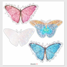 Butterfly Glitzer Blue Pink 4-pc Vynyl Contour Aufkleber