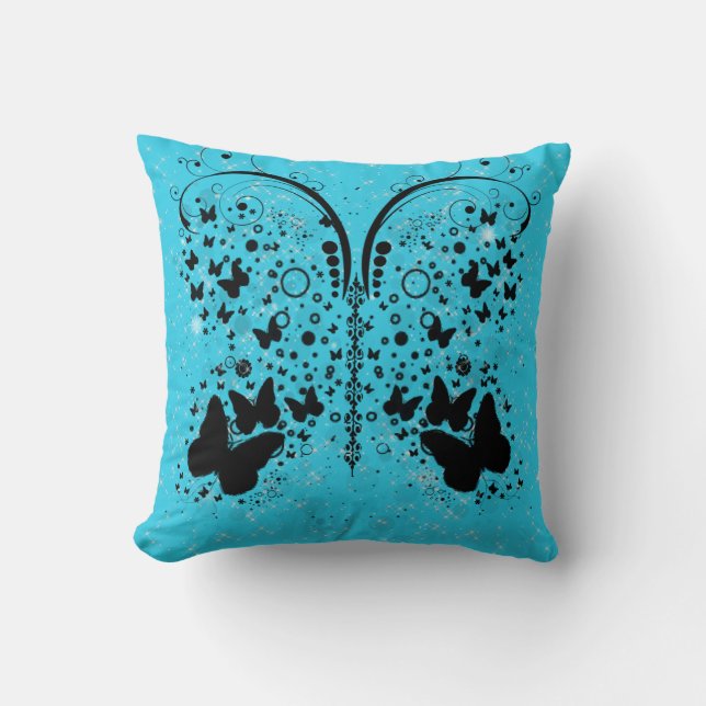 Butterfly Glitzern AQUA BLUE Kissen (Vorderseite)