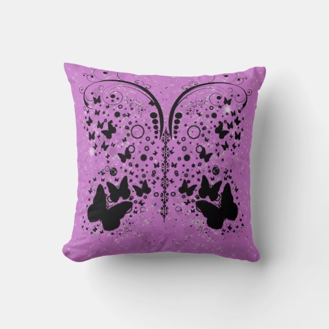 Butterfly-Glitzern LILA Kissen (Vorderseite)