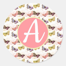 BUTTERFLY GLOSSY Sticker CUSTOM MONOGRAMM