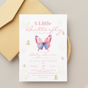 Butterfly Gold Baby Girl Dusche Einladung