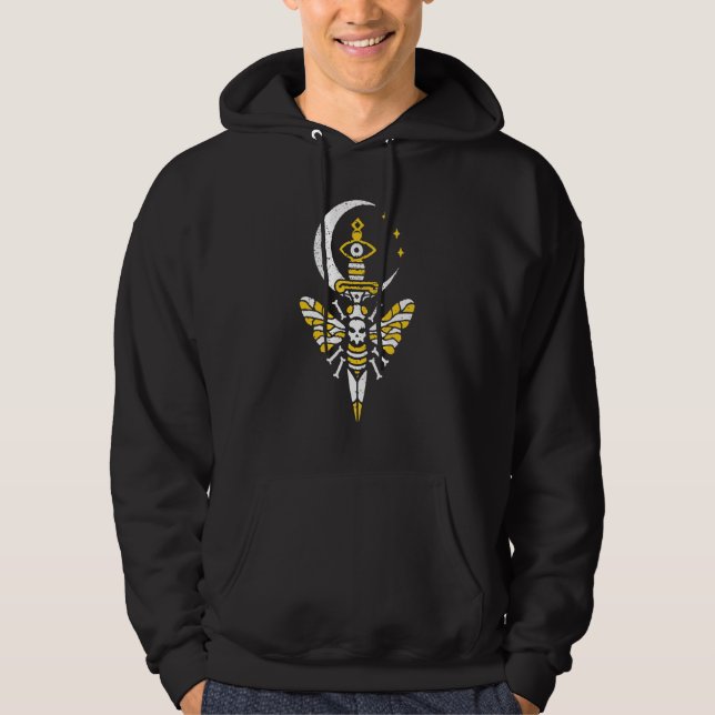 Butterfly Goth Gothic Moon Esoteric Art Design Hoodie (Vorderseite)