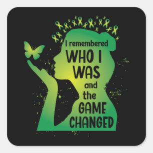 Butterfly Green Band für psychische Gesundheit Quadratischer Aufkleber