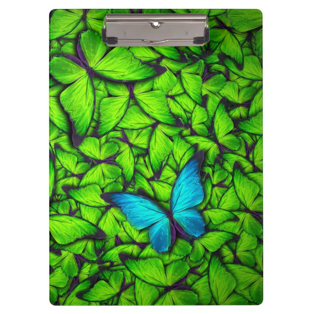 Butterfly Green Blue Hive | Schmetterlingsklammer Klemmbrett (Vorderseite)