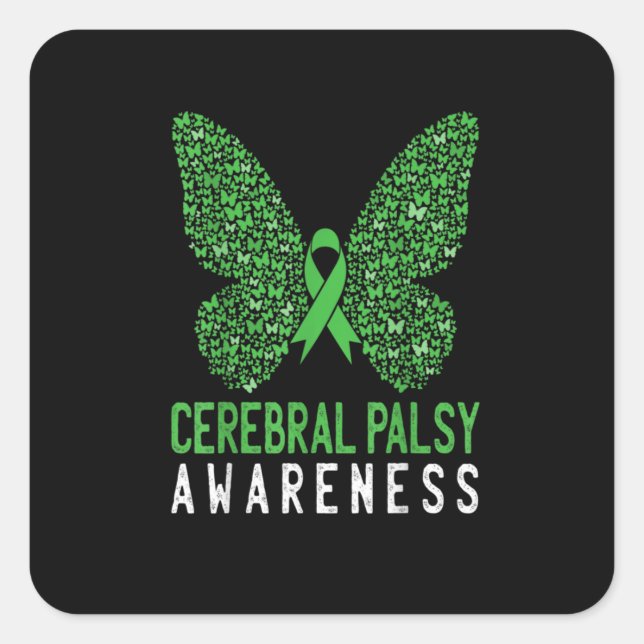 Butterfly Green Ribbon Quadratischer Aufkleber (Vorderseite)