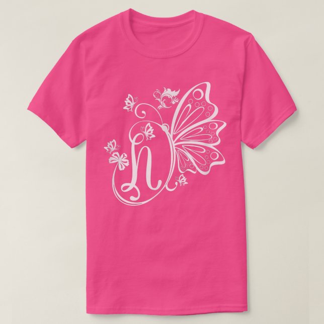 Butterfly Grunge Fairycore Aesthetic Letter N Mono T-Shirt (Design vorne)