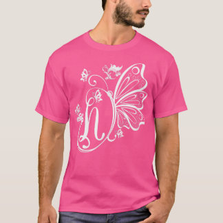 Butterfly Grunge Fairycore Aesthetic Letter N Mono T-Shirt