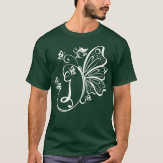 Butterfly Grunge Fairycore Ästhetik Letter I Mono T-Shirt