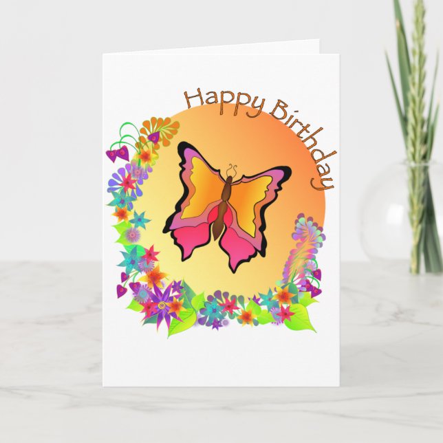 Butterfly Happy Birthday Card Karte (Vorderseite)