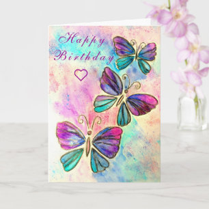 Butterfly Happy Birthday Card Schmetterlinge flieg Karte