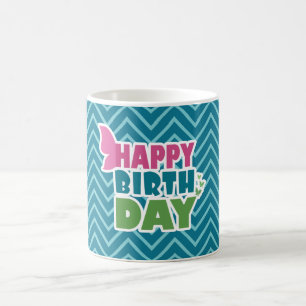 Butterfly Happy Geburtstagsblauer Zickzack Tasse