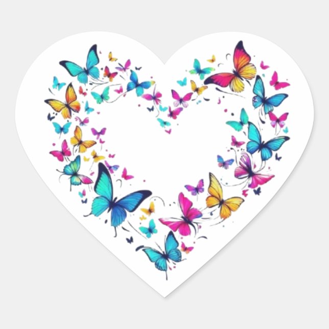 Butterfly Heart Aesthetic Sticke Herz-Aufkleber (Vorderseite)