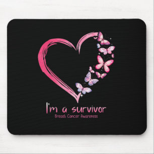 Butterfly Heart I'm A Survivor Breast Cancer Aware Mousepad